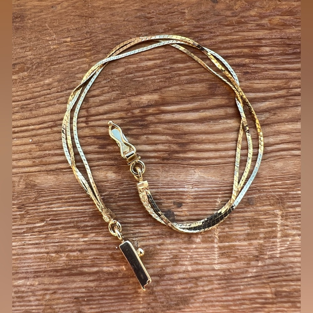 7 inch triple strand 14k Gold bracelet